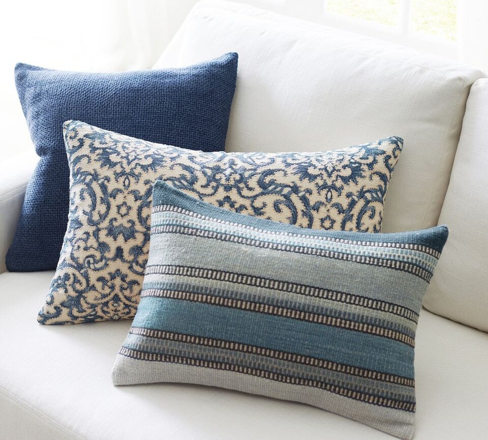 Reilley Embroidered Lumbar Cushion Cover Pottery Barn Australia